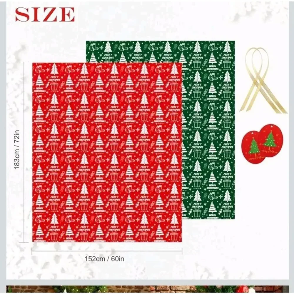 Large Christmas Gift Bags 56”x36” 2 Pcs Plastic Gift Wrapping Paper s37